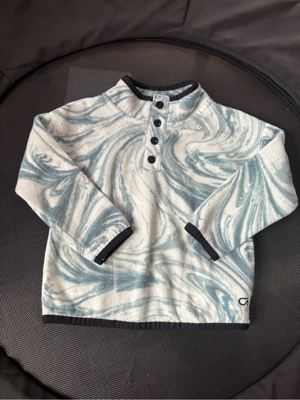 GAP Blue Marble-Print Long Sleeve Henley Sweatshirt